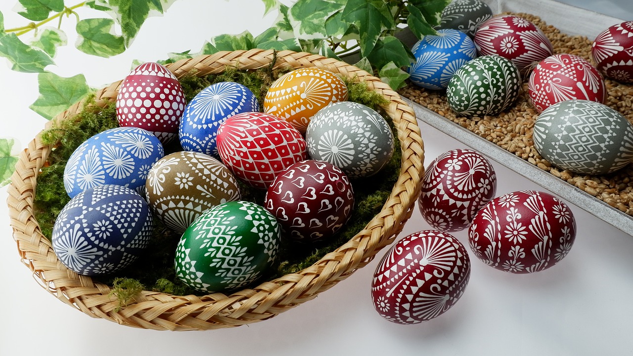 colourful painted eggs